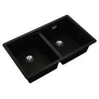 Liquid Granite Sink TEKA Double Bowl Undermount Installation 75x45.6 cm RADEA R10  MAESTRO Black