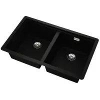 Liquid Granite Sink TEKA Double Bowl Undermount Installation 75x45.6 cm RADEA R10  MAESTRO Black