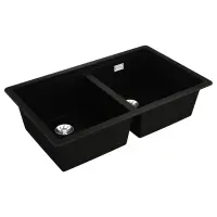 Liquid Granite Sink TEKA Double Bowl Undermount Installation 75x45.6 cm RADEA R10  MAESTRO Black