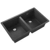 Liquid Granite Sink TEKA Double Bowl Undermount Installation 75x45.6 cm RADEA R10  MAESTRO Dark Grey