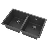 Liquid Granite Sink TEKA Double Bowl Undermount Installation 75x45.6 cm RADEA R10  MAESTRO Dark Grey