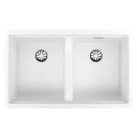 Liquid Granite Sink TEKA Double Bowl Undermount Installation 75x45.6 cm RADEA R10  MAESTRO White