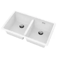 Liquid Granite Sink TEKA Double Bowl Undermount Installation 75x45.6 cm RADEA R10  MAESTRO White