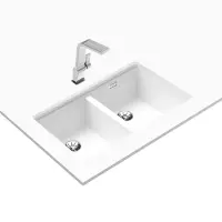 Liquid Granite Sink TEKA Double Bowl Undermount Installation 75x45.6 cm RADEA R10  MAESTRO White