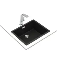 Liquid Granite Sink TEKA Single Bowl Undermount Installation 55.6x45.6 cm RADEA R10  MAESTRO Black