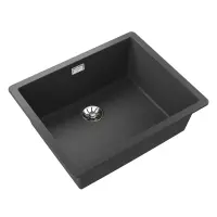 Liquid Granite Sink TEKA Single Bowl Undermount Installation 55.6x45.6 cm RADEA R10  MAESTRO Dark Grey