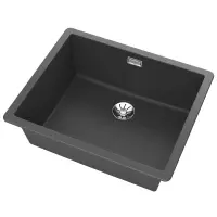 Liquid Granite Sink TEKA Single Bowl Undermount Installation 55.6x45.6 cm RADEA R10  MAESTRO Dark Grey