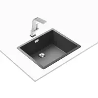 Liquid Granite Sink TEKA Single Bowl Undermount Installation 55.6x45.6 cm RADEA R10  MAESTRO Dark Grey