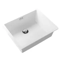 Liquid Granite Sink TEKA Single Bowl Undermount Installation 55.6x45.6 cm RADEA R10  MAESTRO White