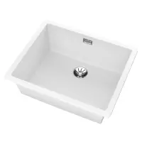 Liquid Granite Sink TEKA Single Bowl Undermount Installation 55.6x45.6 cm RADEA R10  MAESTRO White