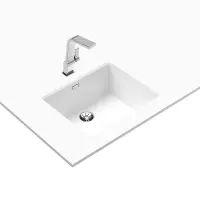 Liquid Granite Sink TEKA Single Bowl Undermount Installation 55.6x45.6 cm RADEA R10  MAESTRO White