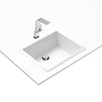 Liquid Granite Sink TEKA Single Bowl Undermount Installation 55.6x45.6 cm RADEA R10  MAESTRO White