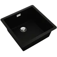 Liquid Granite Sink TEKA Single Bowl Undermount Installation 45.6x45.6 cm RADEA R10  MAESTRO Black