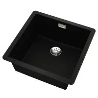 Liquid Granite Sink TEKA Single Bowl Undermount Installation 45.6x45.6 cm RADEA R10  MAESTRO Black