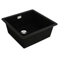 Liquid Granite Sink TEKA Single Bowl Undermount Installation 45.6x45.6 cm RADEA R10  MAESTRO Black