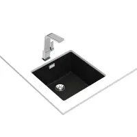 Liquid Granite Sink TEKA Single Bowl Undermount Installation 45.6x45.6 cm RADEA R10  MAESTRO Black