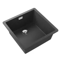 Liquid Granite Sink TEKA Single Bowl Undermount Installation 45.6x45.6 cm RADEA R10  MAESTRO Dark Grey