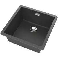 Liquid Granite Sink TEKA Single Bowl Undermount Installation 45.6x45.6 cm RADEA R10  MAESTRO Dark Grey