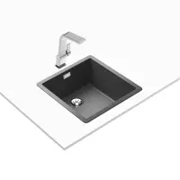 Liquid Granite Sink TEKA Single Bowl Undermount Installation 45.6x45.6 cm RADEA R10  MAESTRO Dark Grey