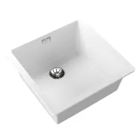 Liquid Granite Sink TEKA Single Bowl Undermount Installation 45.6x45.6 cm RADEA R10  MAESTRO White