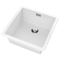 Liquid Granite Sink TEKA Single Bowl Undermount Installation 45.6x45.6 cm RADEA R10  MAESTRO White