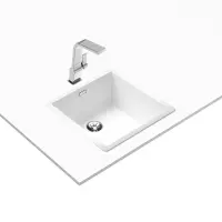 Liquid Granite Sink TEKA Single Bowl Undermount Installation 45.6x45.6 cm RADEA R10  MAESTRO White