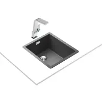 Liquid Granite Sink TEKA Single Bowl Undermount Installation 40.6x45.6 cm RADEA R10  MAESTRO Dark Grey