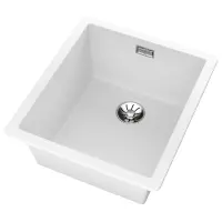 Liquid Granite Sink TEKA Single Bowl Undermount Installation 40.6x45.6 cm RADEA R10  MAESTRO White