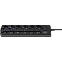 Power Strip Brennenstuhl  with 6 Inlet Sockets with Individual Switches and 1 On / Off Main Safety Switch Cable 2 m IP20 Black