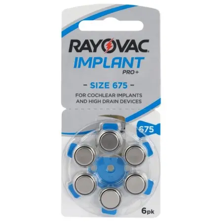 Hearing Aid Batteries Rayovac 675 Implant Pro 1.45V Pcs. 6