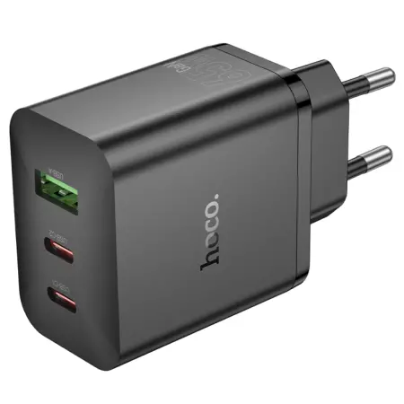 Travel Charger Hoco N51 Scenery 65W with 2 x USB-C and 1 χ USB-A  Black