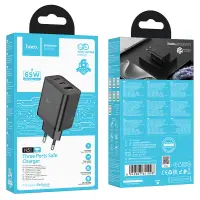 Travel Charger Hoco N51 Scenery 65W with 2 x USB-C and 1 χ USB-A  Black