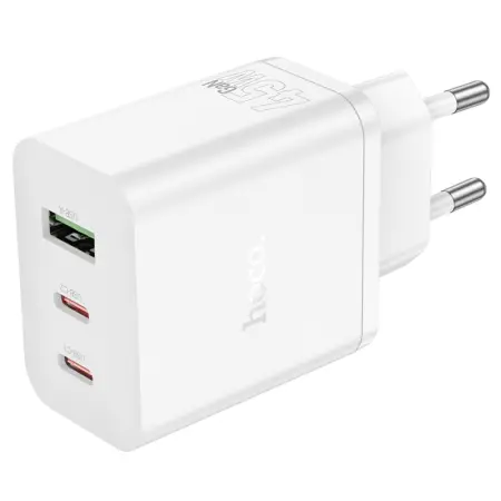 Travel Charger Hoco N50 Scenery 45W with 2 x USB-C and 1 χ USB-A  White