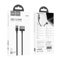 Magnetic Charging Cable Hoco U141 USB-C to Mag3 140W with Braided Cable 1.8m Black