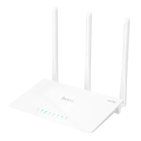 WiFi Router Hoco HI30 Wifi4  300Mbps 2.4GHz 3 x 5dBi White