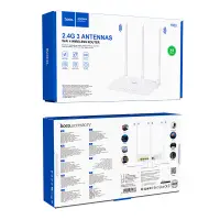 WiFi Router Hoco HI30 Wifi4  300Mbps 2.4GHz 3 x 5dBi White