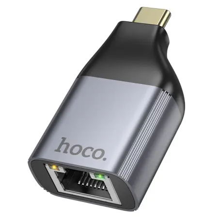 Hoco UA35 USB-C  to RJ45 OTG 100Mbps Metal Grey