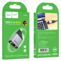 Hoco UA35 USB-C  to RJ45 OTG 100Mbps Metal Grey