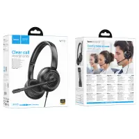 Stereo Headphones Hoco W112 Pure 3.5mm with Microphone Black