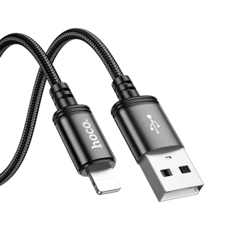 Data Cable Hoco X89 Wind USB-A to Lightning 2.4A Braided Black 2m