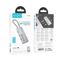 USB Hub Hoco HB50 Wow 5-in-1 USB-C to HDTV+PD+ 3 x USB3.0  Grey 18cm