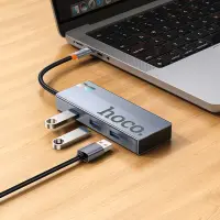 USB Hub Hoco HB50 Wow 5-in-1 USB-C to HDTV+PD+ 3 x USB3.0  Grey 18cm