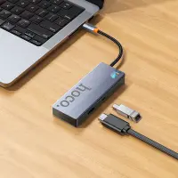 USB Hub Hoco HB50 Wow 5-in-1 USB-C to HDTV+PD+ 3 x USB3.0  Grey 18cm