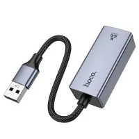 Hoco UA37 USB-Α to RJ45 OTG 10/100/1000Mbps 12cm Metal Grey