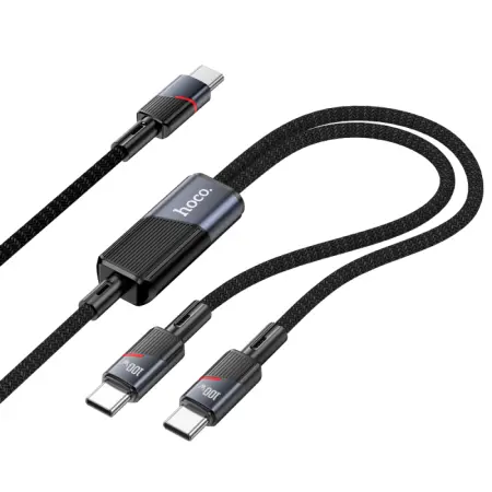 Data Cable Hoco U139  USB-C to 2 x USB-C 100W 20V/5A Black 1.2m