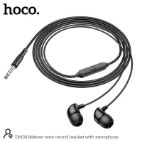 Hands Free Hoco DM38 Believer Earphones Stereo 3.5mm with Microphone and Operation Control Button 1.2m Black