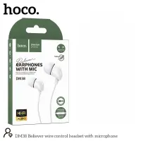 Hands Free Hoco DM38 Believer Earphones Stereo 3.5mm with Microphone and Operation Control Button 1.2m White