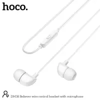 Hands Free Hoco DM38 Believer Earphones Stereo 3.5mm with Microphone and Operation Control Button 1.2m White