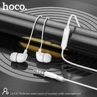 Hands Free Hoco DM38 Believer Earphones Stereo 3.5mm with Microphone and Operation Control Button 1.2m White