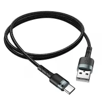 Data Cable Hoco DU46 USB-A  to USB-C for Fast Charging and Data Transfer Black 1m